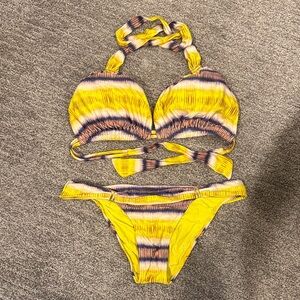 Vibrant Yellow and Navy Bikini Set